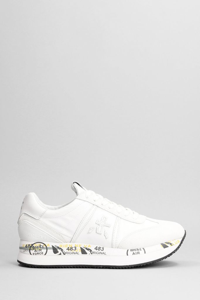 Conny Sneakers In White Suede And Fabric