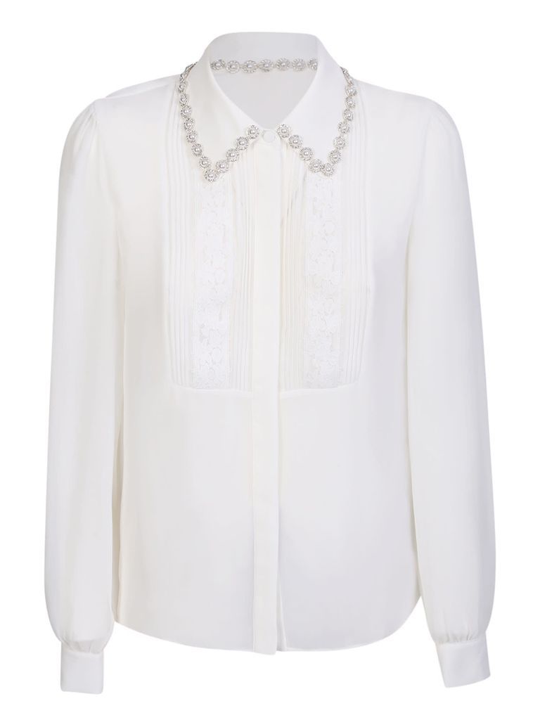 Chiffon Rhinestone White Shirt