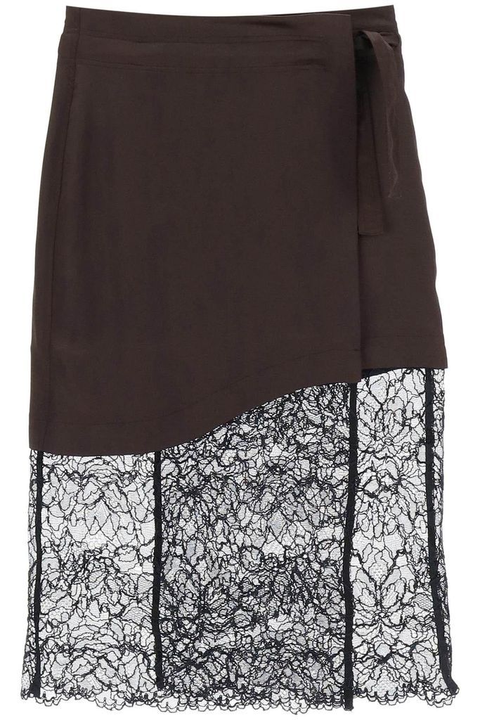 Satin And Lace Midi Skirt