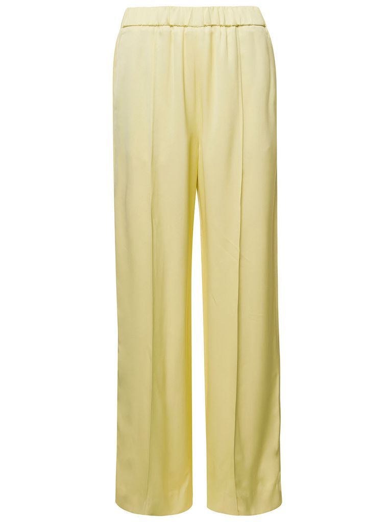Yellow High Wasited Trousers In Viscose Woman