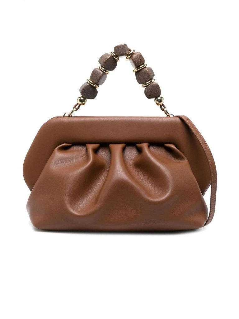 Brown Faux Leather Bios Clutch Bag
