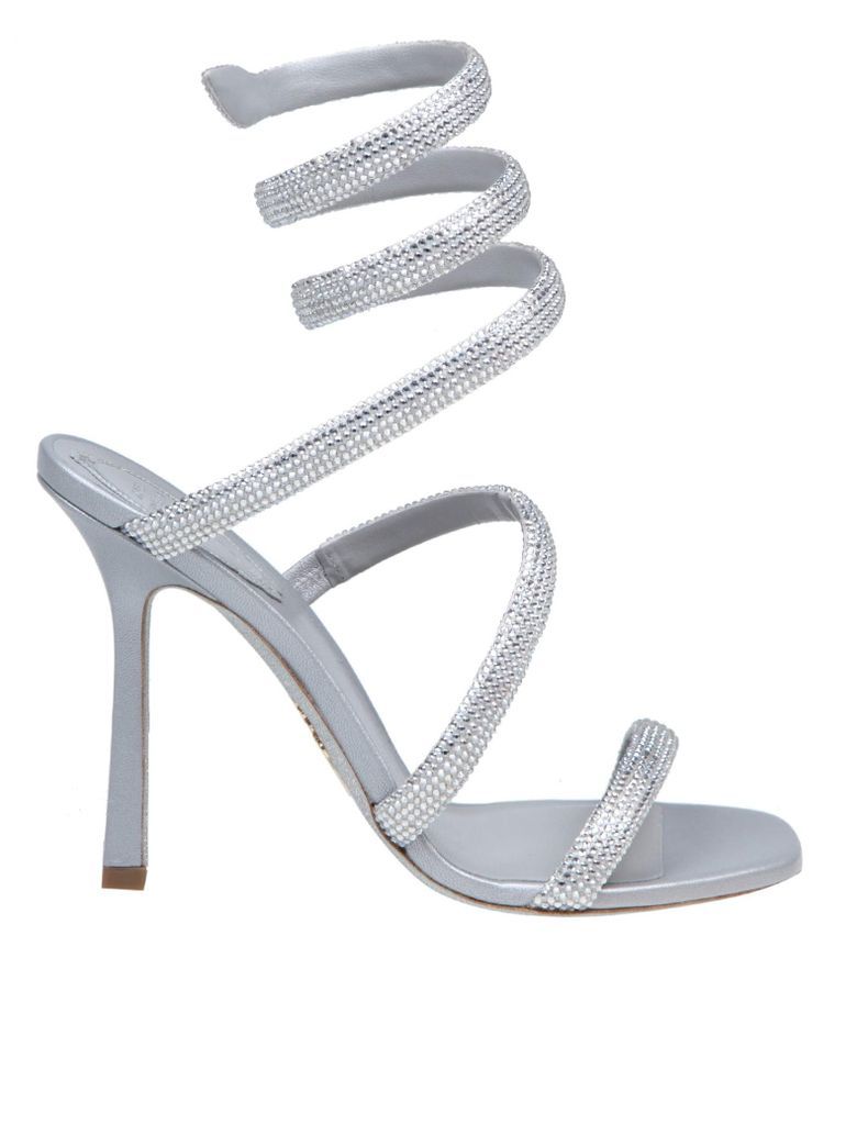 Cleo Sandal In Satin With Micro Crystals