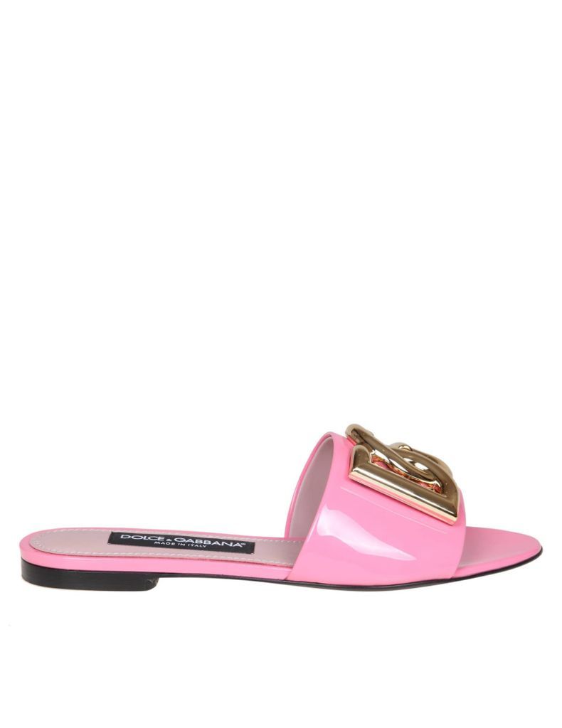 Dolce & Gabbaba Slide In Patent Leather With Logo