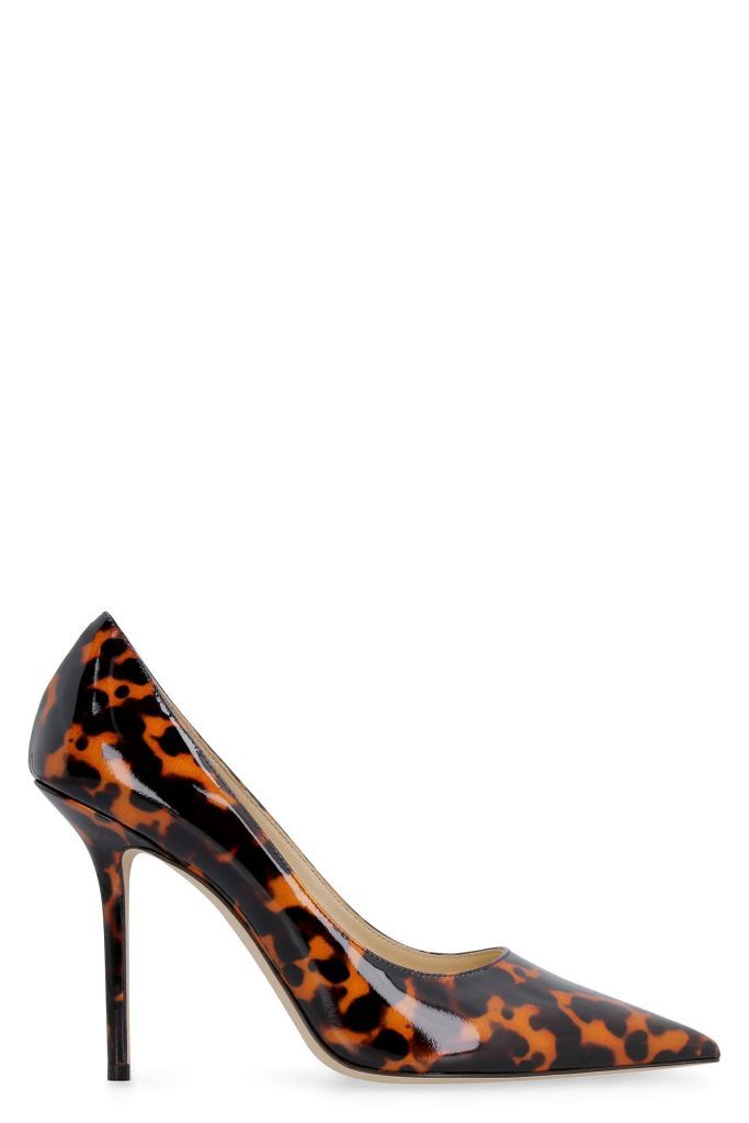 Love Printed Patent Leather Pointy-toe Pumps