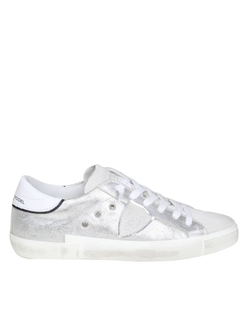 Prsx Sneakers In Silver Laminated Leather