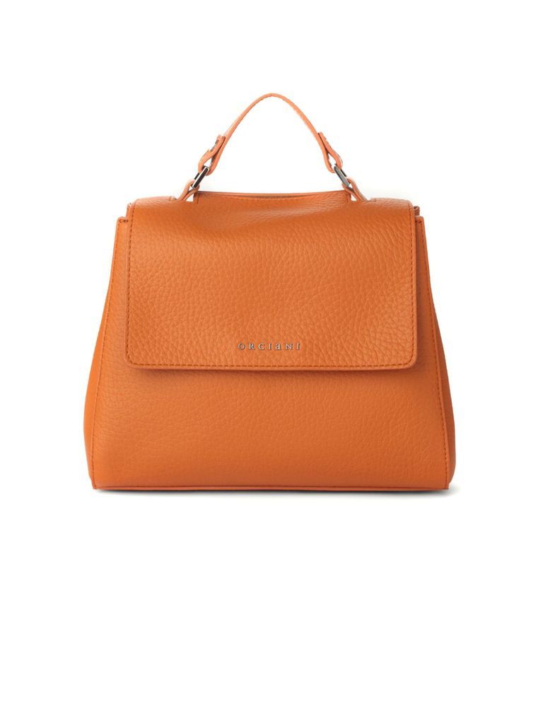 Sveva Soft Small Orange Grained Leather Handbag