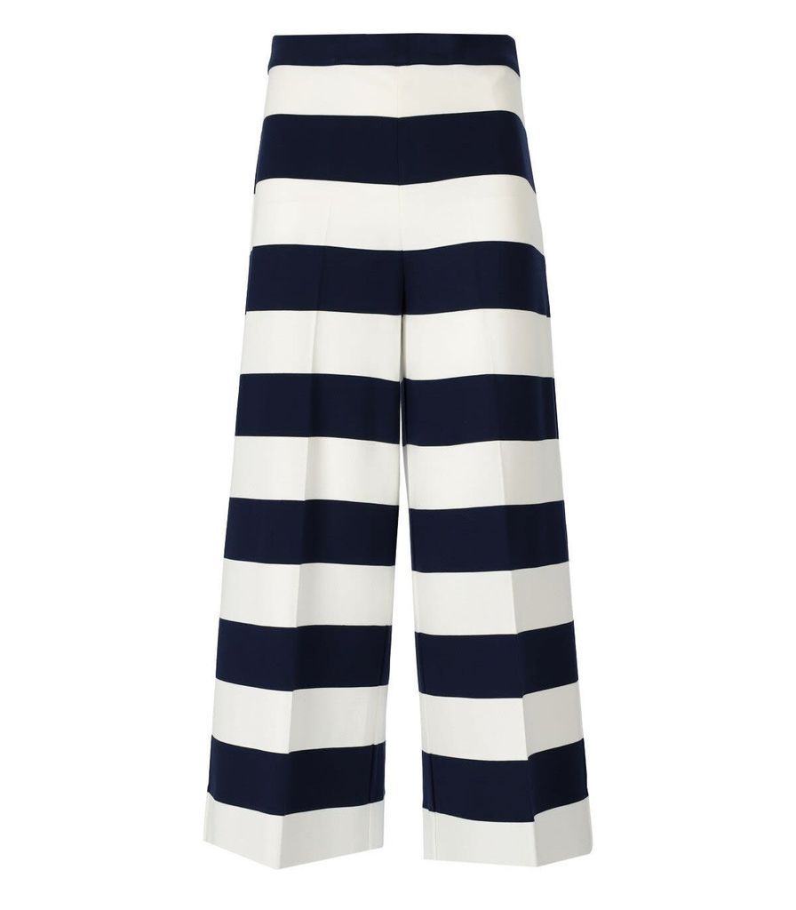 White And Blue Cropped Striped Trousers