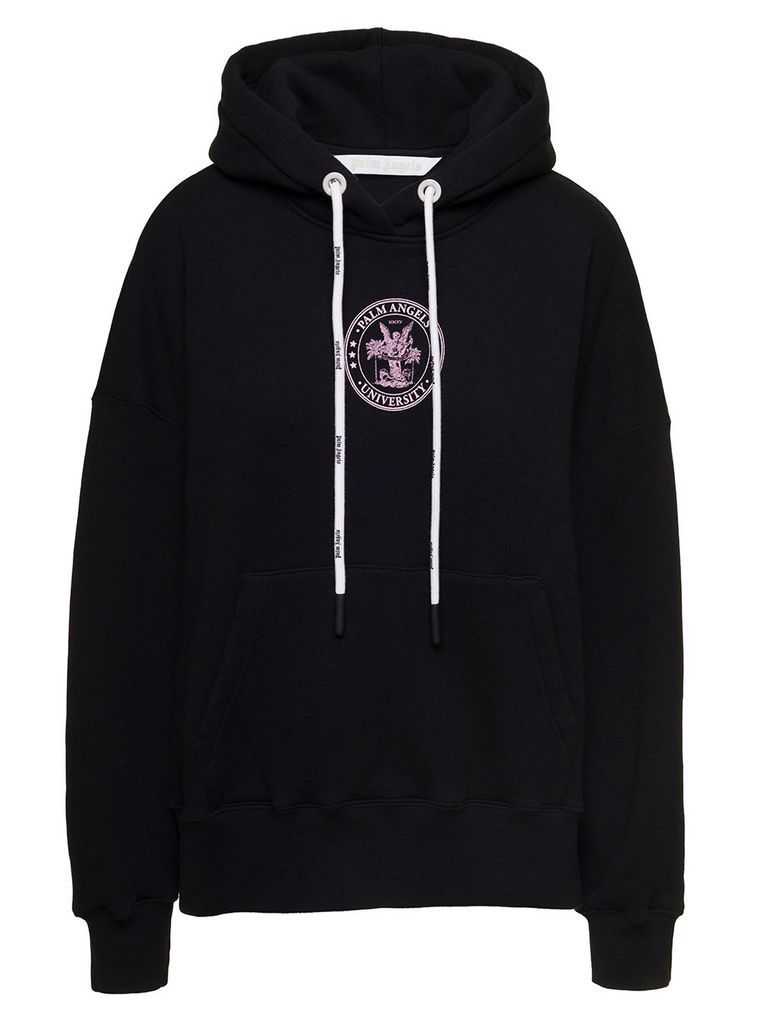 Black College Hoodie In Cotton Woman Palm Angels