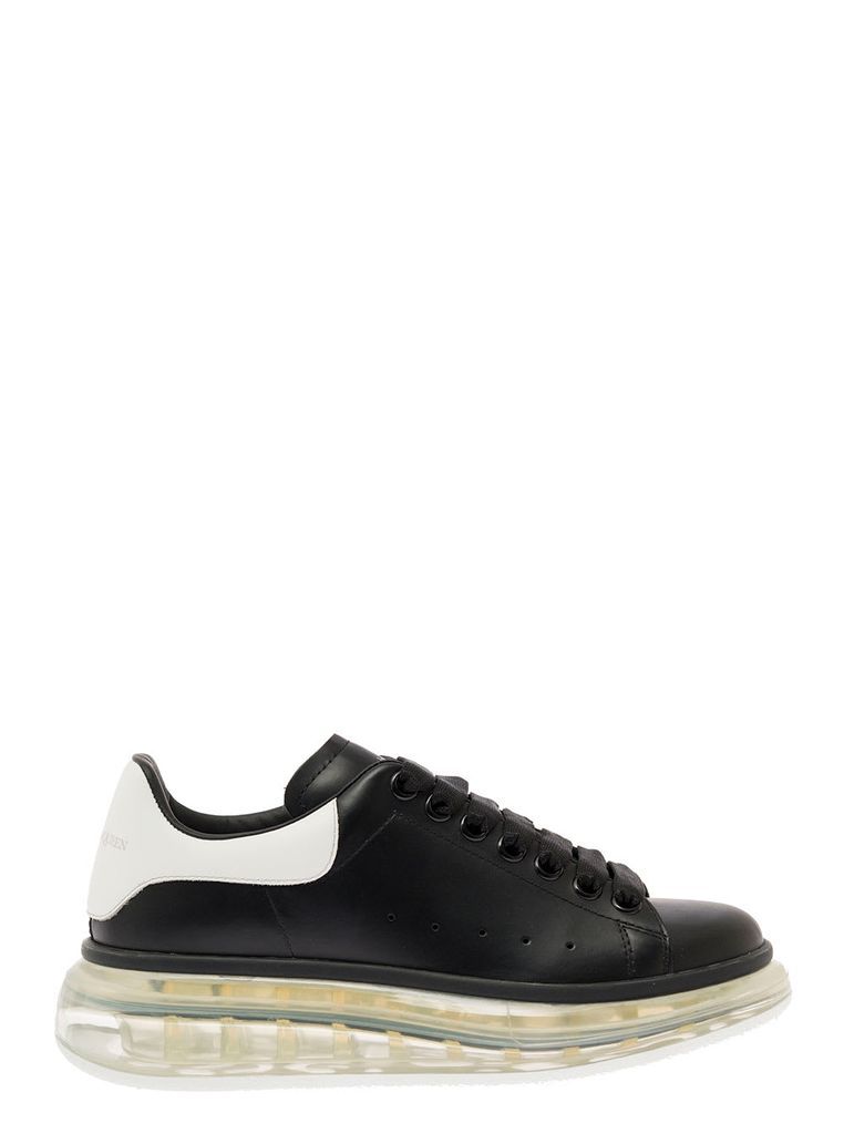 Black And White Sneakers With Oversize Sole In Leather Woman Alexander Mcqueen