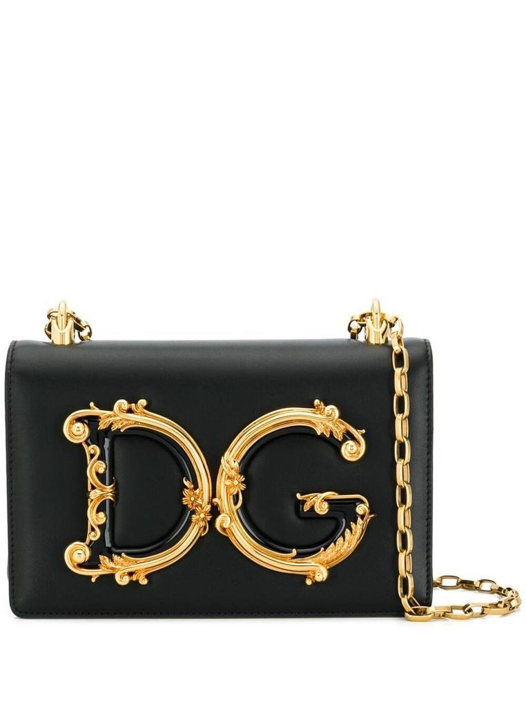 Black Barocco Ccrossbody Bag With Chain Shoulder Strap And Monogram Plate On The Front Dolce & Gabbana Woman