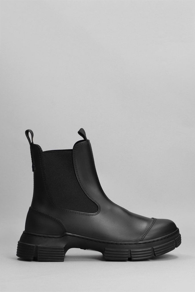 City Boot Combat Boots In Black Rubber/plasic