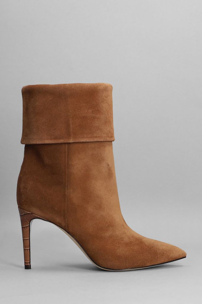 High Heels Ankle Boots In Leather Color Suede