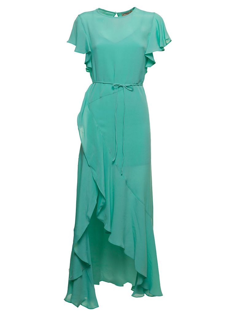Green Long Dress With Ruches
