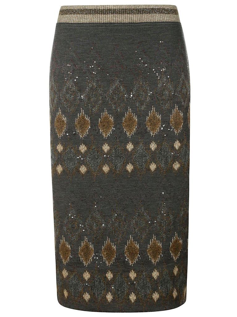 Geometric Printed Elasticated Waistband Knitted Skirt