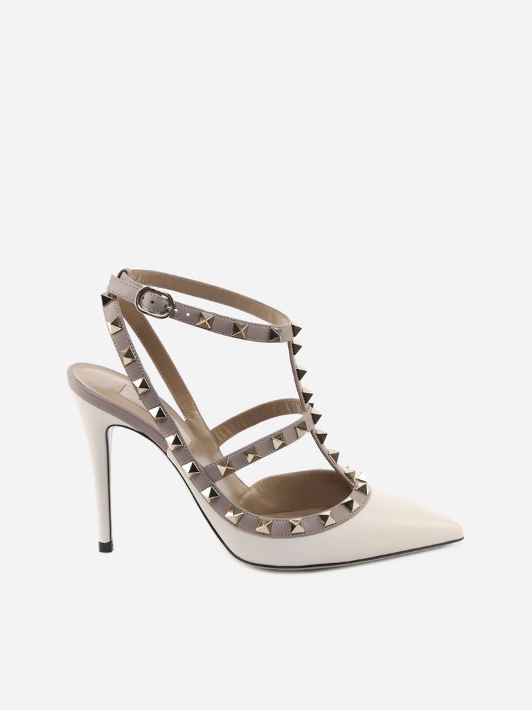 Rockstud Slingbacks Made Of Smooth Calf Leather