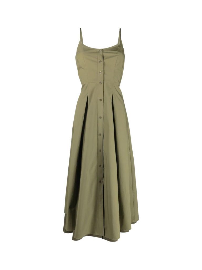 Thin Split Longuette Dress With Godet Skirt