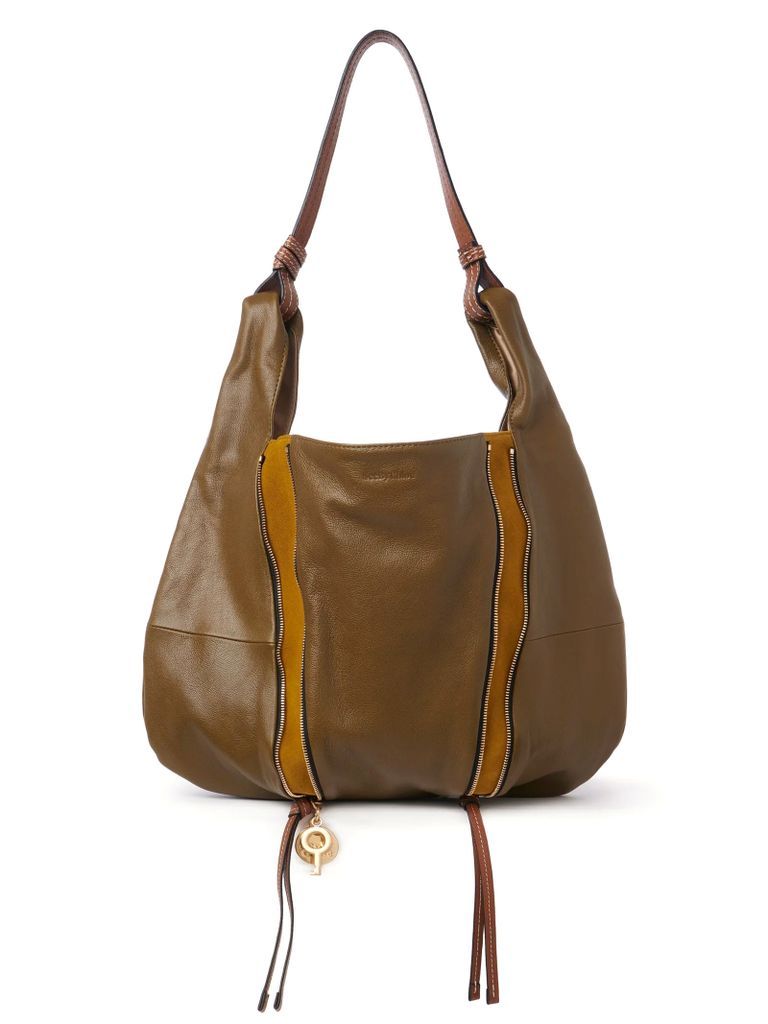 Leather Shoulder Bag With Zip Details