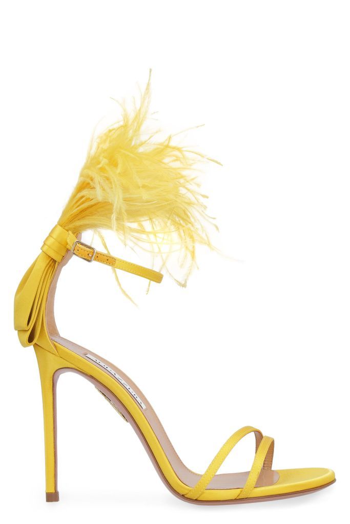 Concerto Feathers Detail Satin Sandals