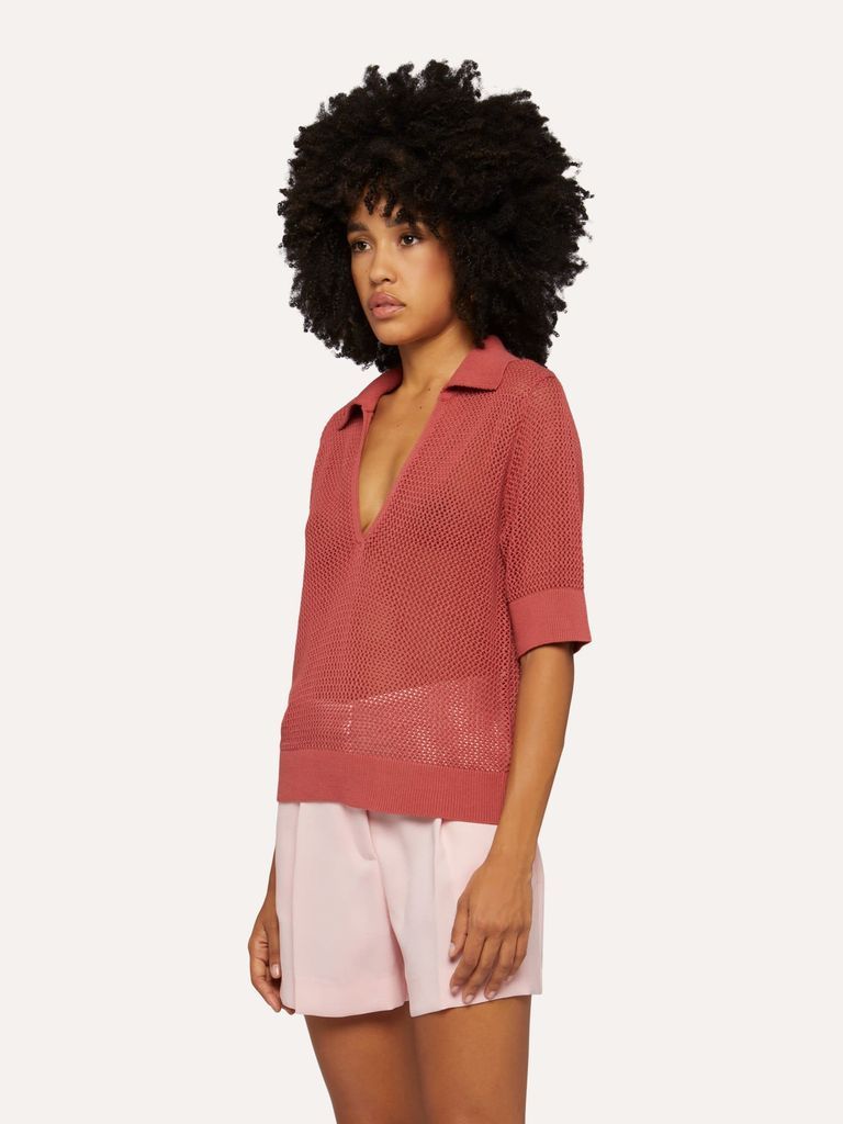 Crocheted Cotton Polo Shirt
