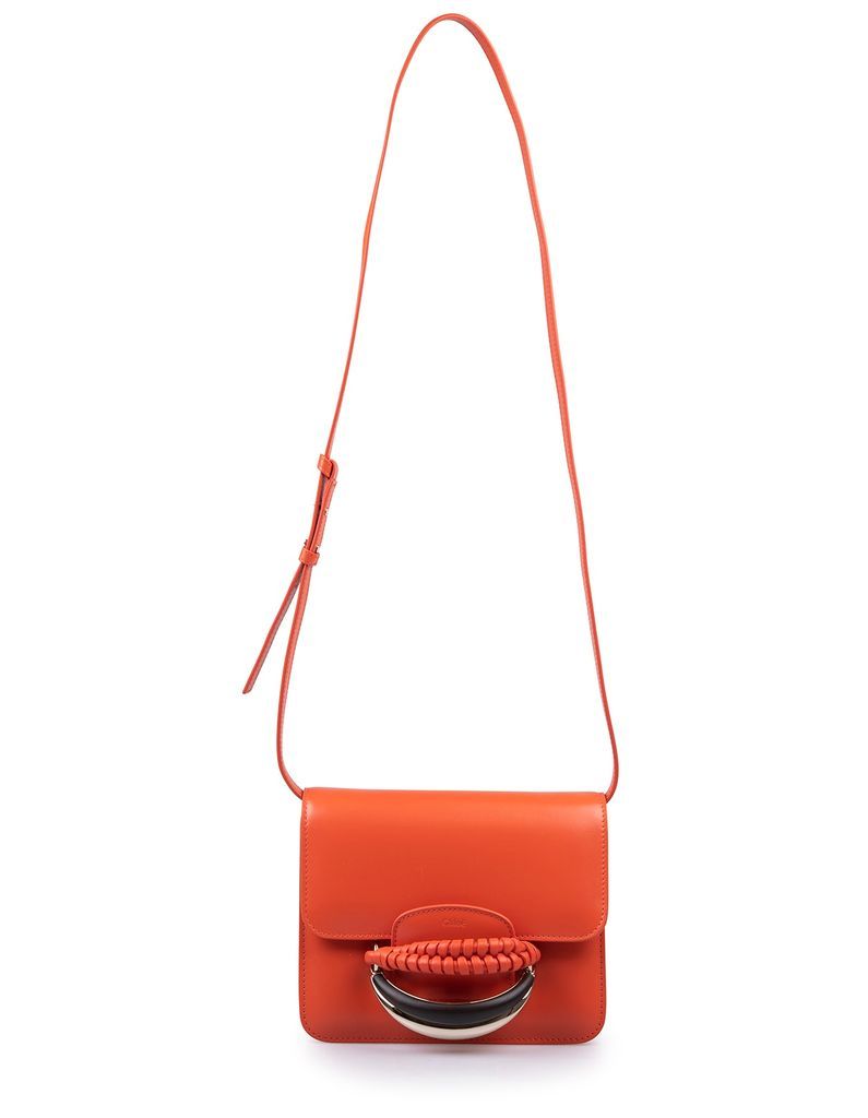 Kattie Shoulder Bag In Orange Shiny Leather