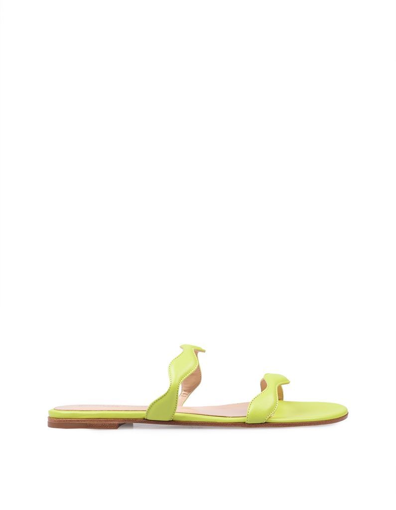 Woman Flat Sandal In Lime Nappa