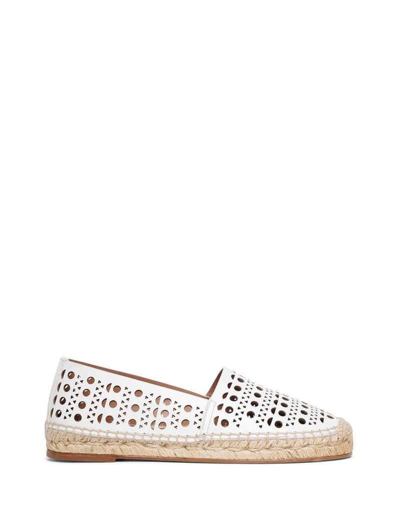 Woman White Perforated Leather Espadrilles
