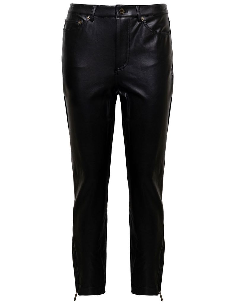 Black Five Pockets Pants In Vegan Leather Woman M Michael Kors