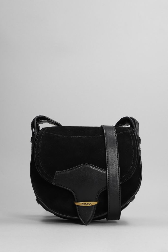 Botsy Shoulder Bag In Black Suede And Leather