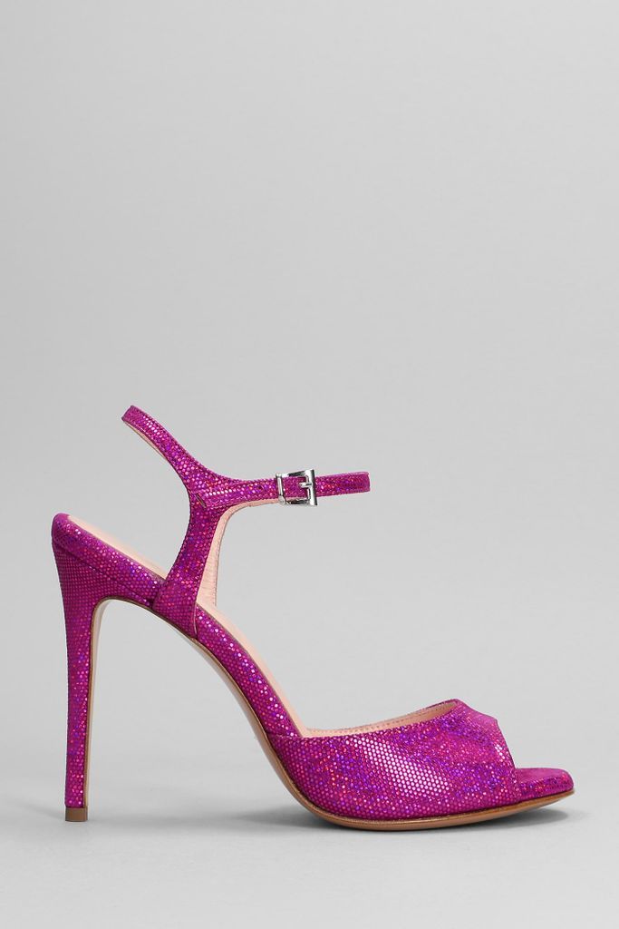 Sandals In Fuxia Leather