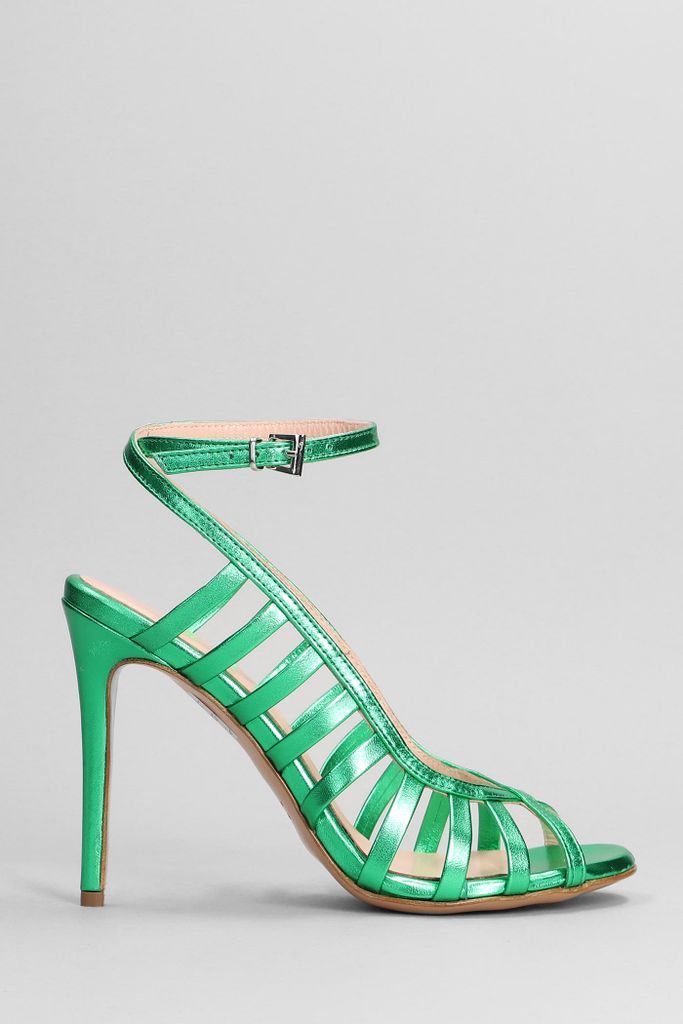 Sandals In Green Leather