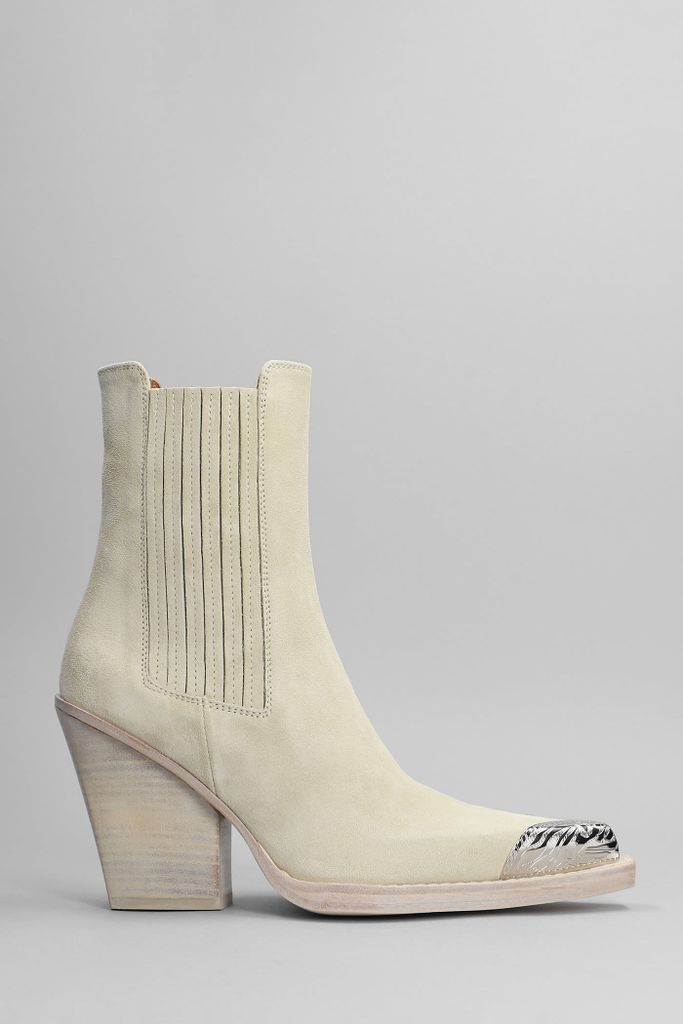 Texan Ankle Boots In Beige Suede