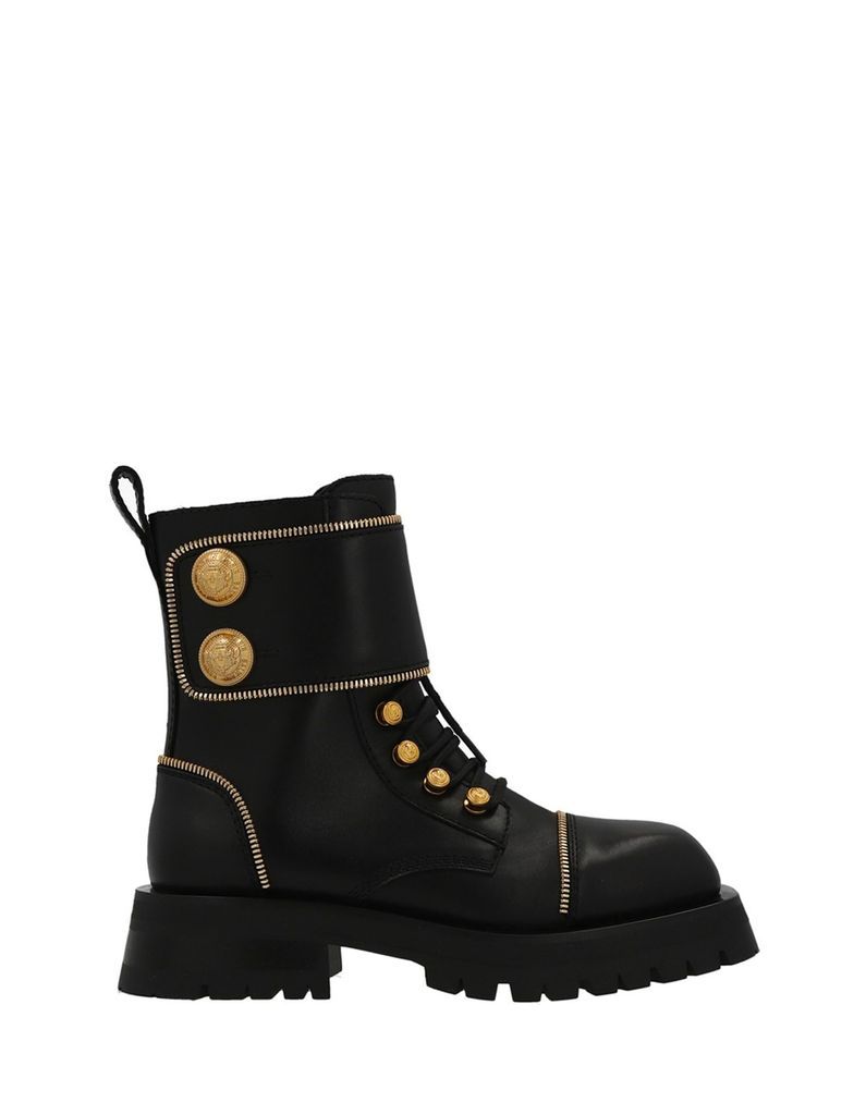 Ranger Army Ankle Boots In Black Leather