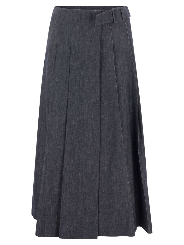 Linen And Cotton Midi Skirt
