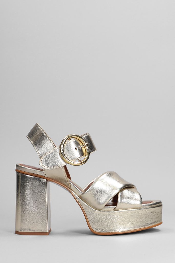 Lyna Sandals In Platinum Leather