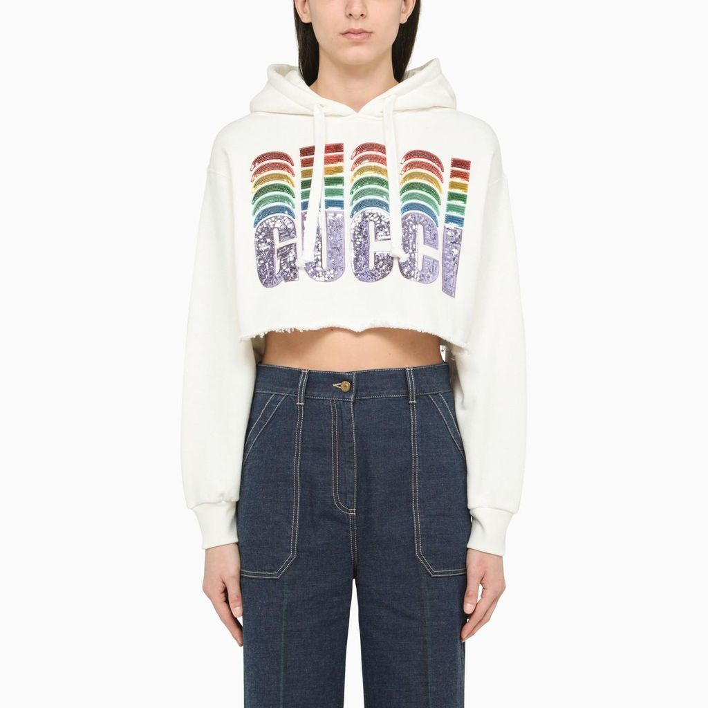 Cropped Sweatshirt With Embroidery