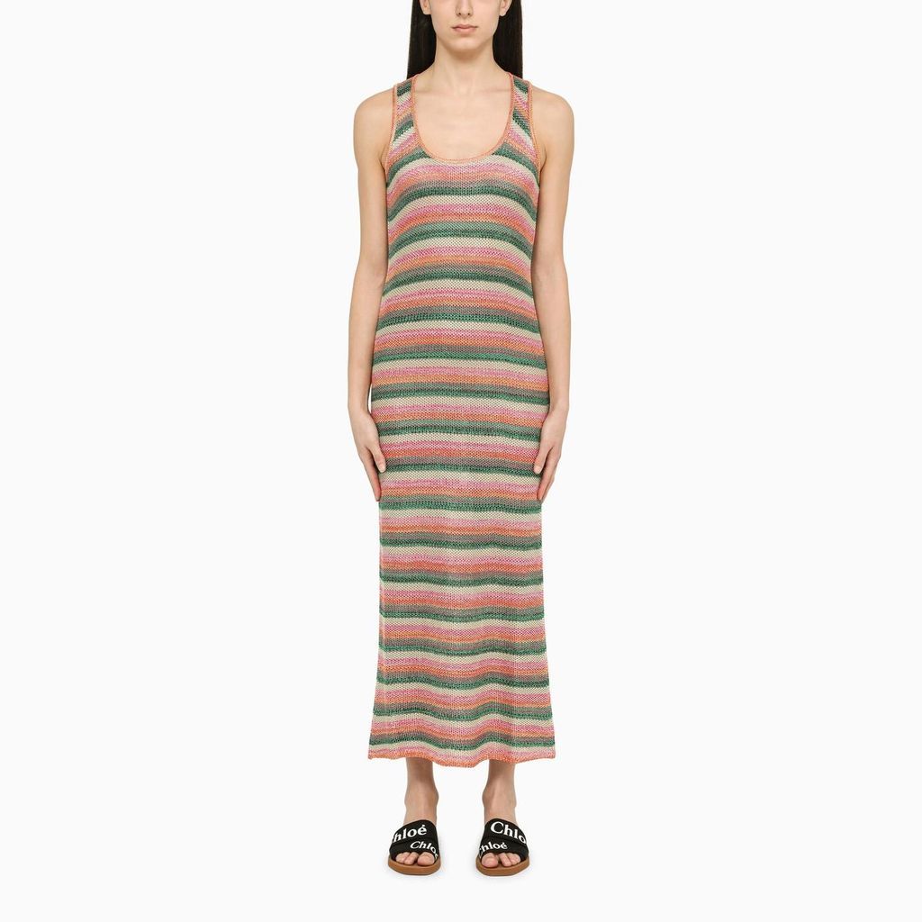 Multicoloured Striped Long Dress