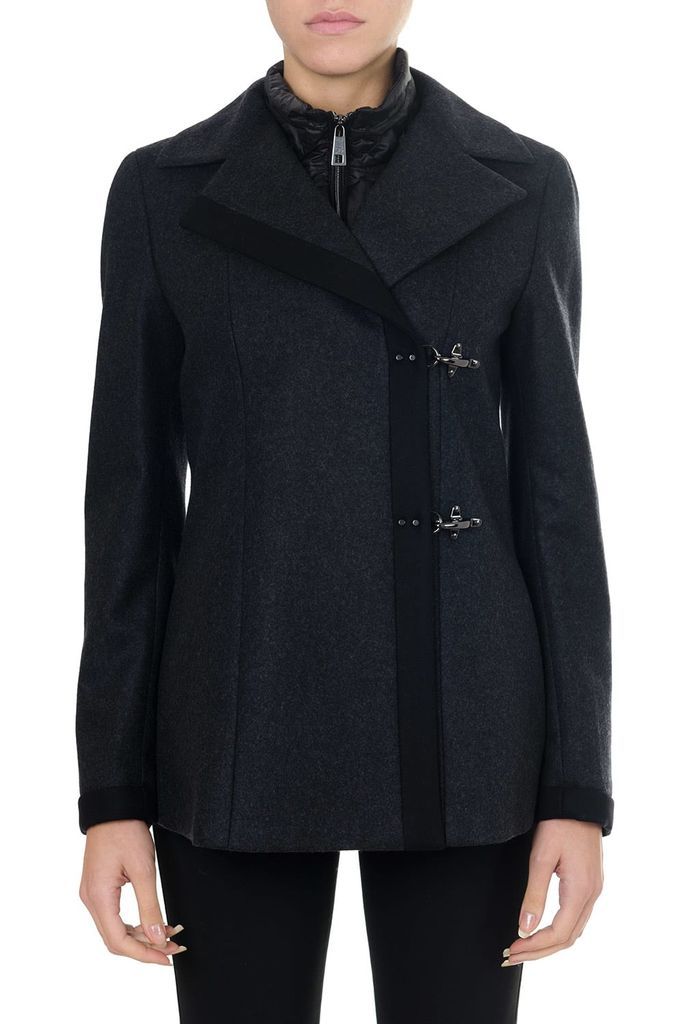 Blue Wool And Cashmere Double Breast Coat