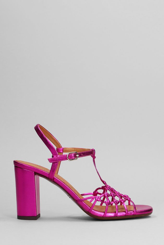 Bassi Sandals In Fuxia Leather