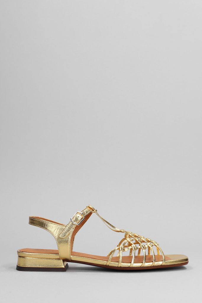 Tante Flats In Gold Leather
