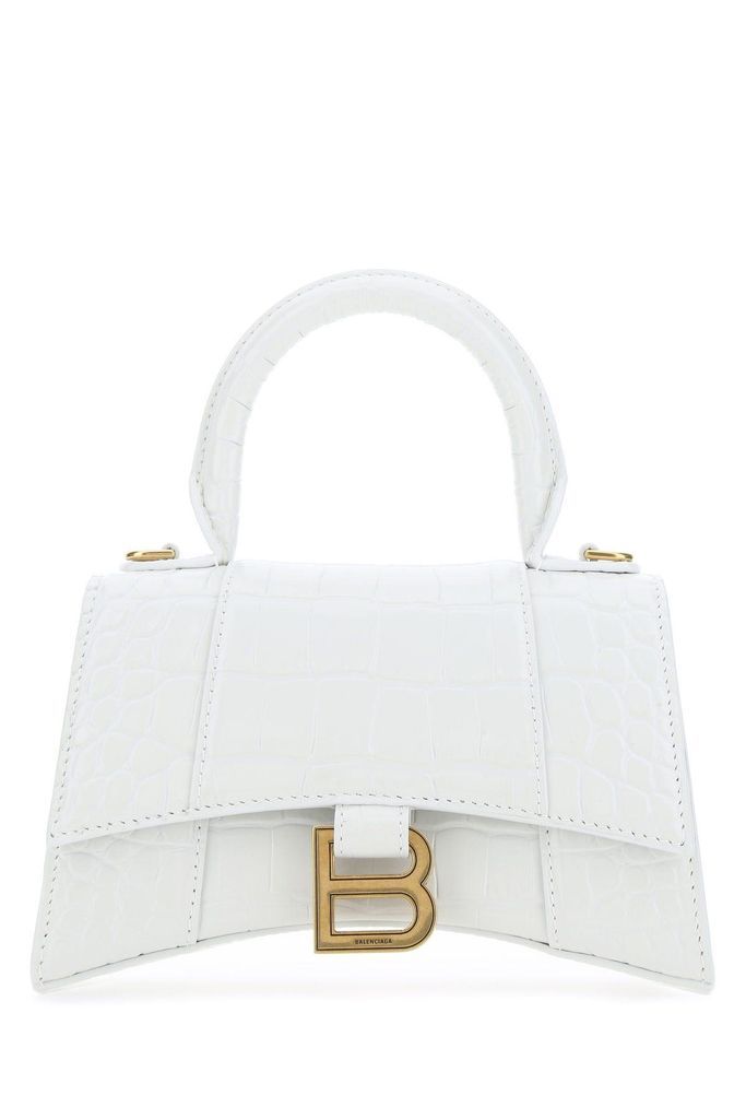 White Leather Xs Hourglass Handbag