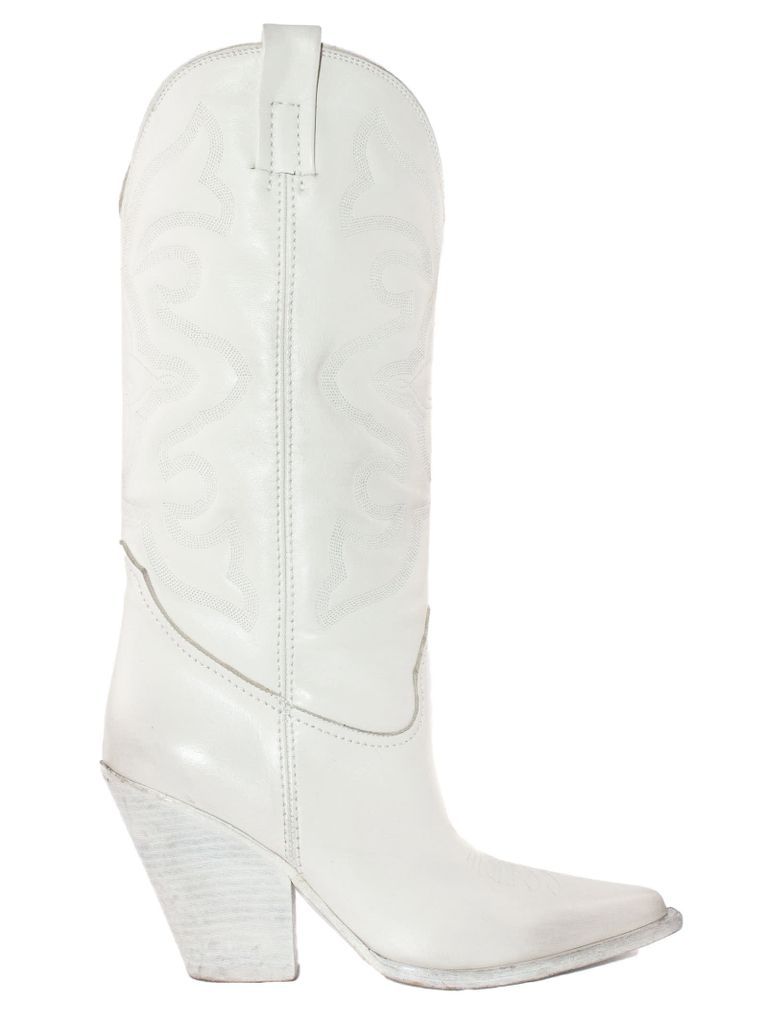 White Leather Texan Boot