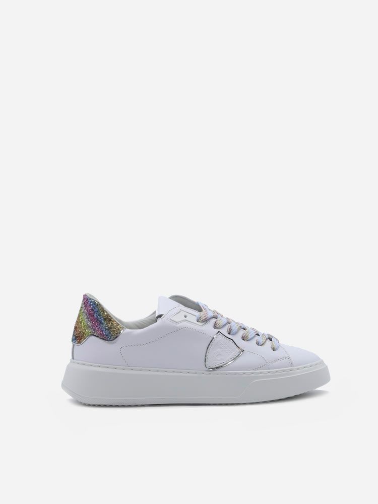 Temple Sneakers In Leather With Glittery Inserts