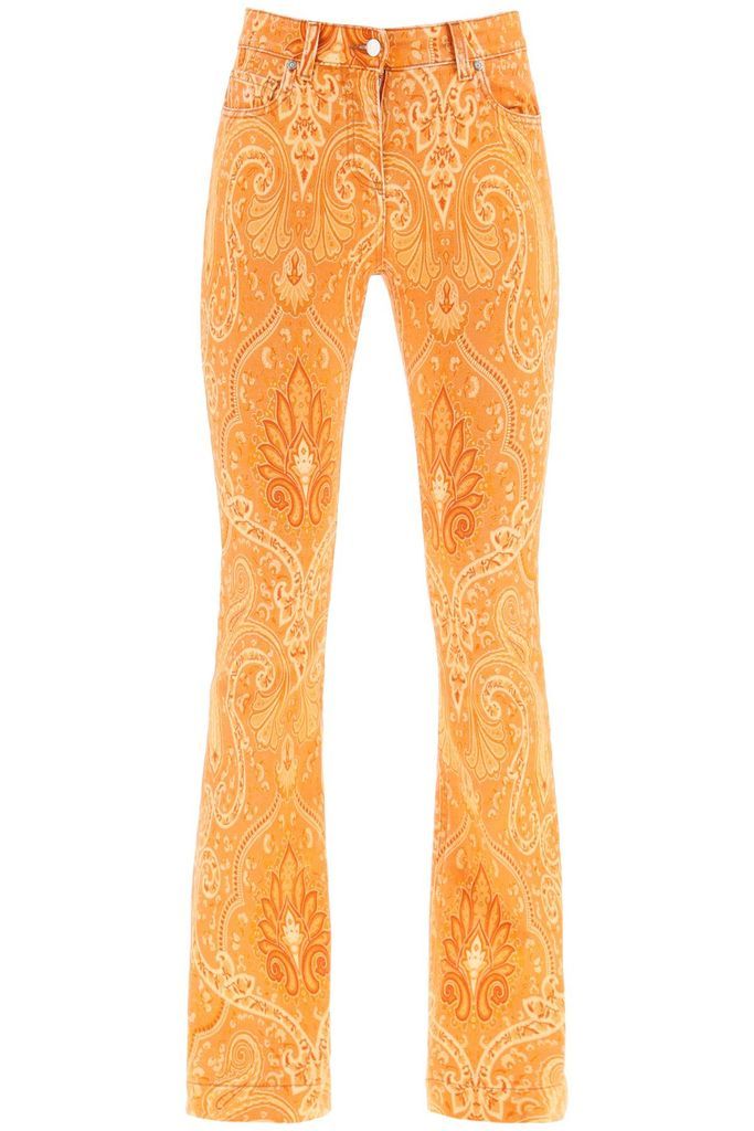 Flared Jeans With Paisley Motif