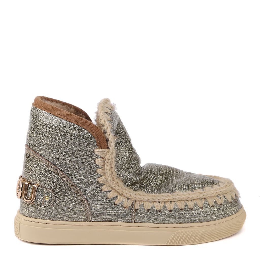 Eskisneakers Big Logo Ankle Boots In Sheepskin With Glitter