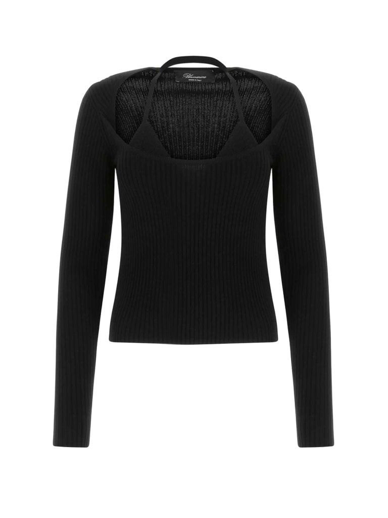 Double Layered Sweater With Top Effect Collar