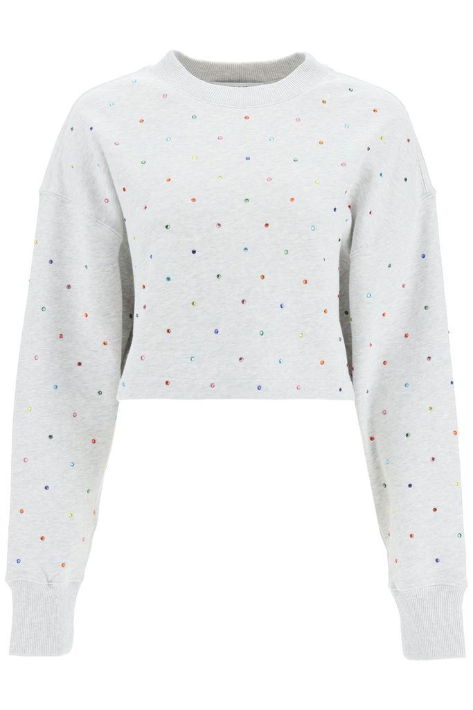 Multicolor Rhinestone Cropped Sweatshirt