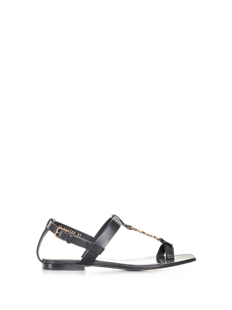 Flat Sandals With Metal Logo