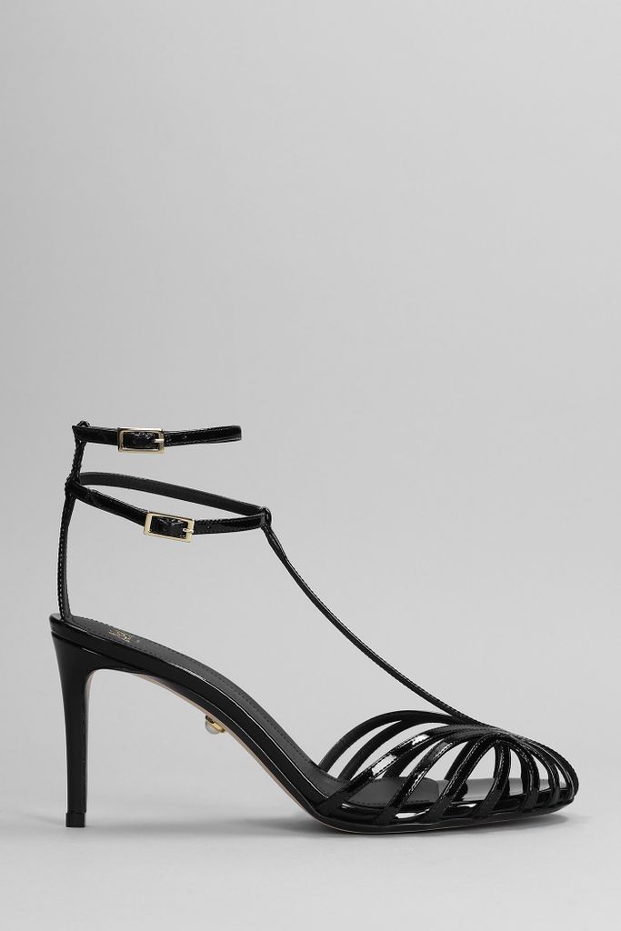 Anna 80 Sandals In Black Patent Leather