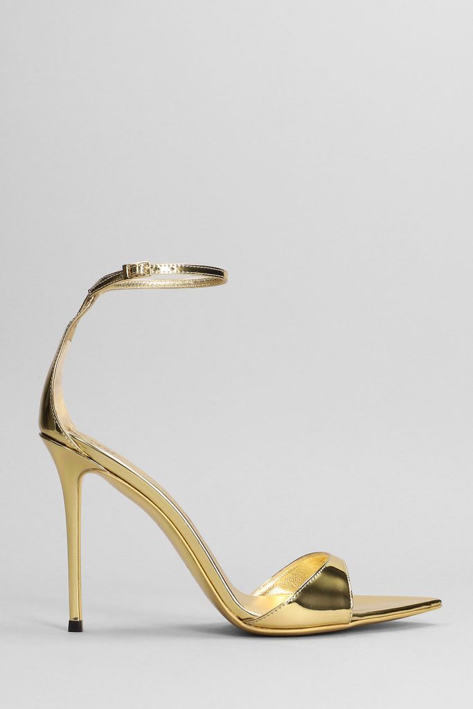 Intriigo Strap Sandals In Gold Leather