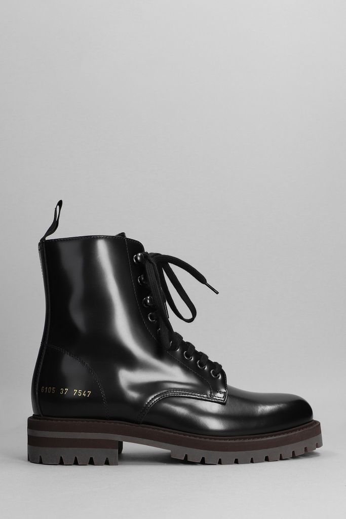 Combat Boot Combat Boots In Black Leather